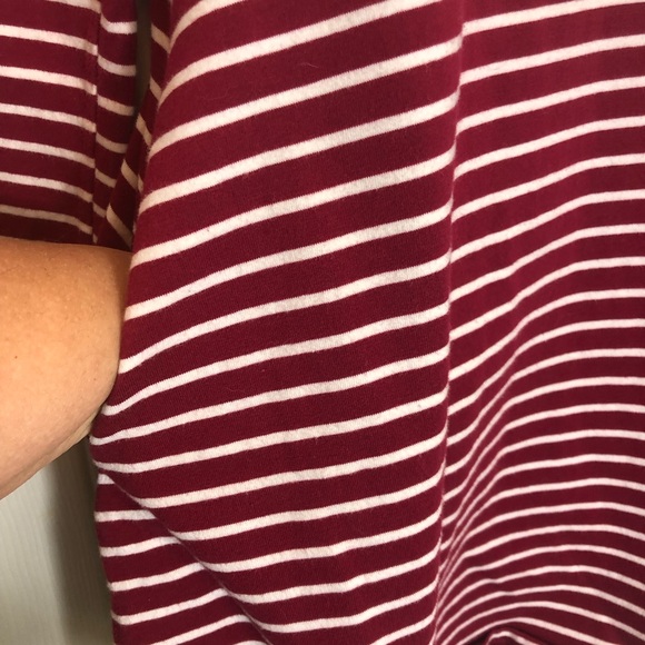 Umgee Striped Long Sleeve Dress with Faux Suede Shoulders and Elbow. Size Small - Picture 6 of 9